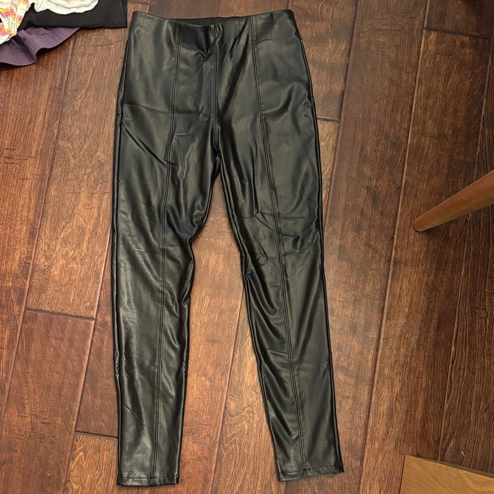 Designer like new Mayoral Black Faux Leather Pants